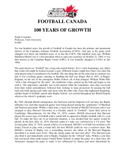 FOOTBALL CANADA 100 YEARS OF GROWTH