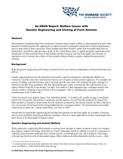 An HSUS Report: Welfare Issues with Genetic Engineering