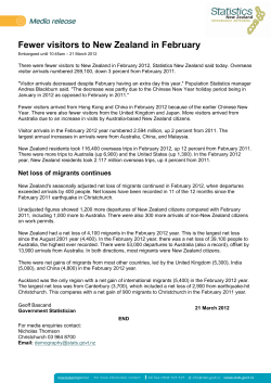 Fewer visitors to New Zealand in February