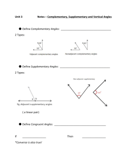 Unit 3 Notes – ​Complementary, Supplementary and Vertical