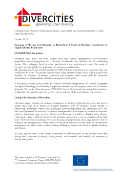 Governing Urban Diversity: Creating Social Cohesion, Social