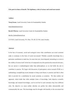 Like poets in times of dearth - Crisis and the Social Sciences: New