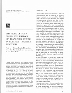 the role of bond order and entropy of transition states in electron