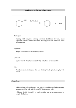 Cyclohexene from Cyclohexanol Procedure:
