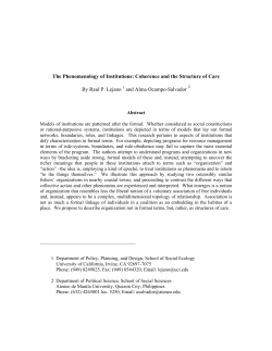 Phenomenologies of Institutions