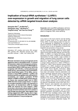 Implication of leucyl-tRNA synthetase 1 (LARS1) over