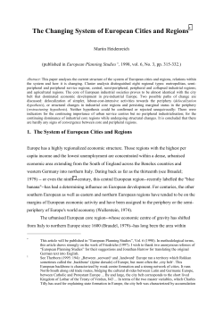 The Changing System of European Cities and Regions*