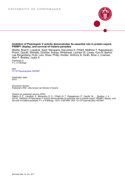 Inhibition of Plasmepsin V activity demonstrates its essential role in