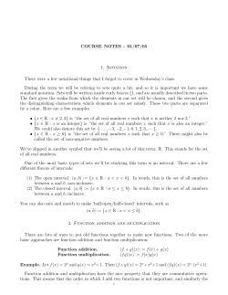 COURSE NOTES - 01/07/05 1. Notation There were a few notational