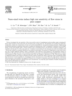 Nano-sized twins induce high rate sensitivity of flow stress in pure