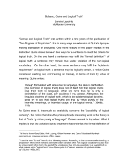 Bolzano, Quine and Logical Truth