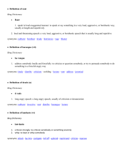 Definition of rant Bing Dictionary Rant 1. speak in