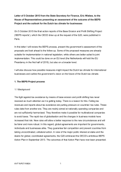 Letter of 5 October 2015 from the State Secretary for Finance, Eric