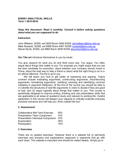 1 IDIS001 ANALYTICAL SKILLS Term 1 2015