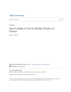 Strict Liability in Tort for Builder-Vendors of Homes