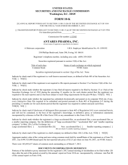 FORM 10-K ANTARES PHARMA, INC.