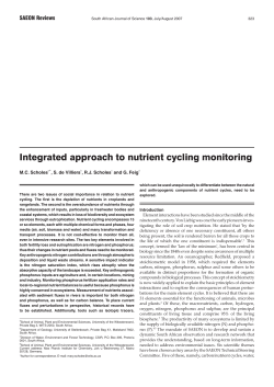 Integrated approach to nutrient cycling monitoring