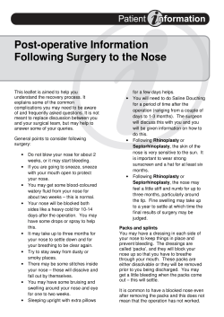 Post-operative Information Following Surgery to the Nose