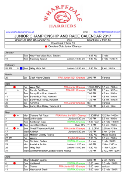 junior championship and race calendar 2017