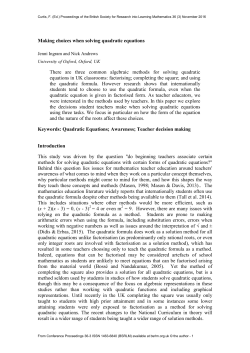 Making choices when solving quadratic equations