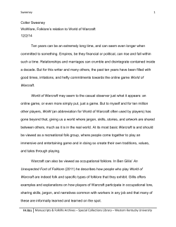 Colter Sweeney WoWlore, Folklore`s relation to World of Warcraft 12