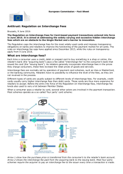 Antitrust: Regulation on Interchange Fees What are