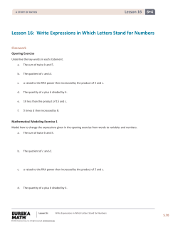Lesson 16: Write Expressions in Which Letters Stand for Numbers