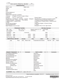 OBSTETRICAL HISTORY Gravida Para Abort SB NND Date Place