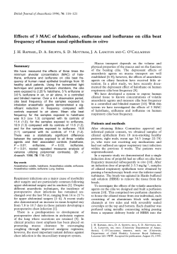 Effects of 3 MAC of halothane, enflurane and isoflurane on cilia beat