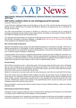 AAP policy outlines when to use meningococcal B vaccines