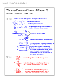 Lesson 11-4 Double Angle Identities Day 2