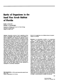 Rarity of Organisms in the Sand Pine Scrub Habitat of Florida
