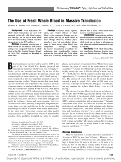 The Use of Fresh Whole Blood in Massive Transfusion