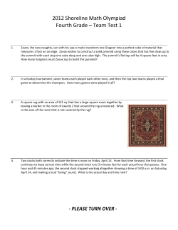 2012 Shoreline Math Olympiad Fourth Grade – Team Test 1
