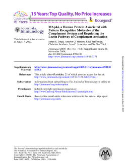 Lectin Pathway of Complement Activation Complement System and