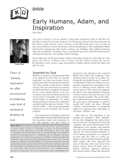 Early Humans, Adam, and Inspiration
