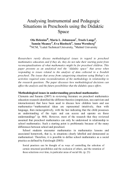 Analysing Instrumental and Pedagogic Situations in