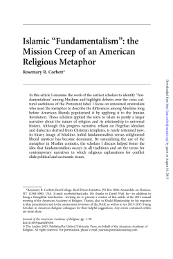 Islamic &ldquo;Fundamentalism&rdquo;: the Mission Creep of an American