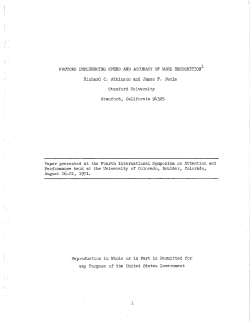 Factors Influencing Speed and Accuracy of Word Recognition.