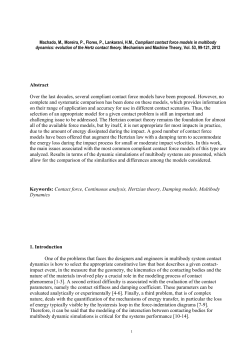 Abstract Over the last decades, several compliant contact force