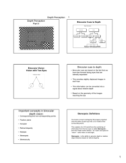 Important concepts in binocular depth vision: