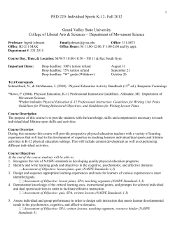 PED 220: Individual Sports K-12- Fall 2012 Grand Valley State