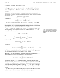 Continuous Functions and Riemann Sums