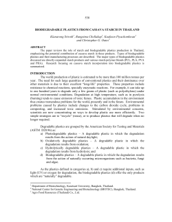 538 BIODEGRADABLE PLASTICS FROM CASSAVA STARCH IN