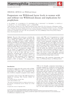 Postpartum von Willebrand factor levels in women with and without