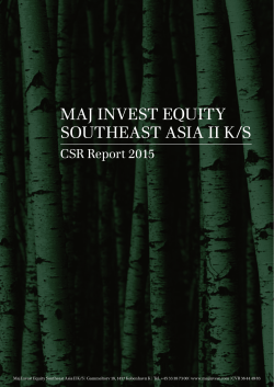 CSR Report 2015 - Maj Invest Equity Southeast Asia II K/S