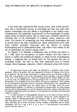 the etymology of militia in roman elegy