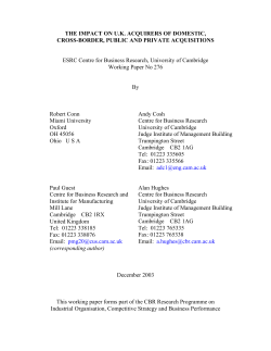 The Impact on UK Acquirers of Domestic, Cross