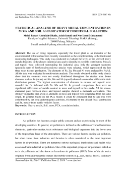 statistical analysis of heavy metal concentration in moss and soil as