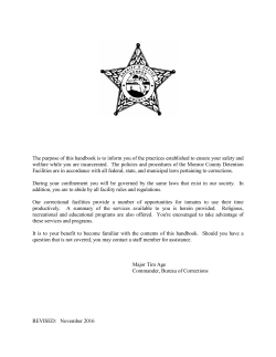 Handbook for Inmates - Monroe County Sheriff`s Office